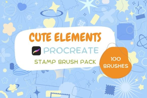 100 Cute Elements Procreate Brush Stamp