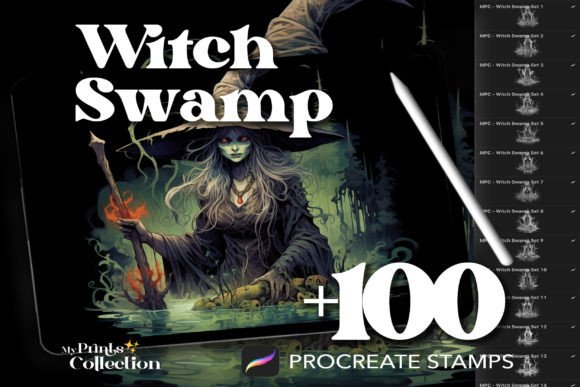 100 Procreate Witch Swamp Stamps
