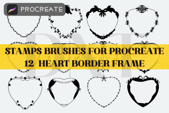 12 Heart Border Frame Stamp Brushses: A Creative Toolkit for Digital Designers