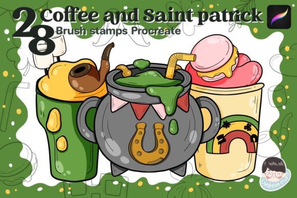 Coffee and Saint Patrick Brush Stamp Guide