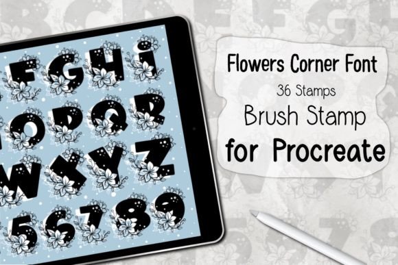 Flowers Corner Font Procreate Stamp