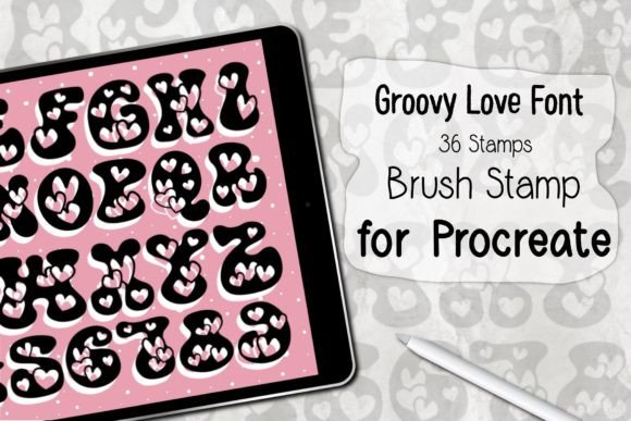 Groovy Love Font Procreate Brush Stamp