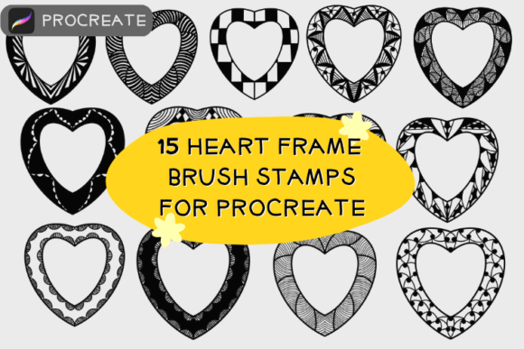 Unlock Creative Potential with 15 Heart Frame Brush Stamps for Procreate